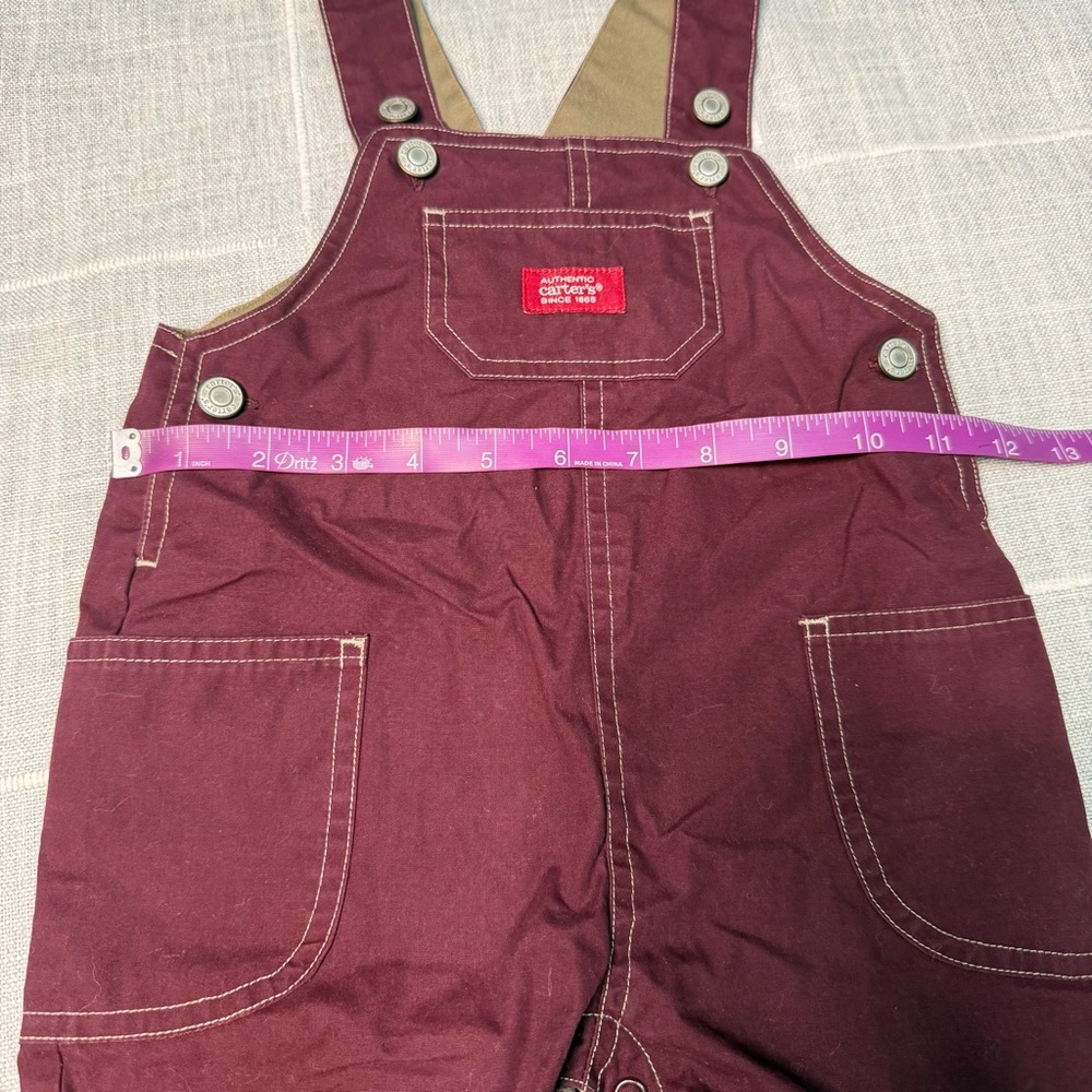 Carter's Y2K Dinosaur Basketball Overalls 12-18 Months Maroon - Picture 8 of 10